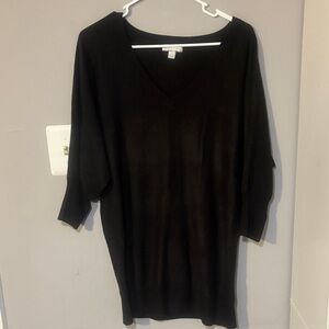 New York & Company Black V-Neck Light Sweater Sz L